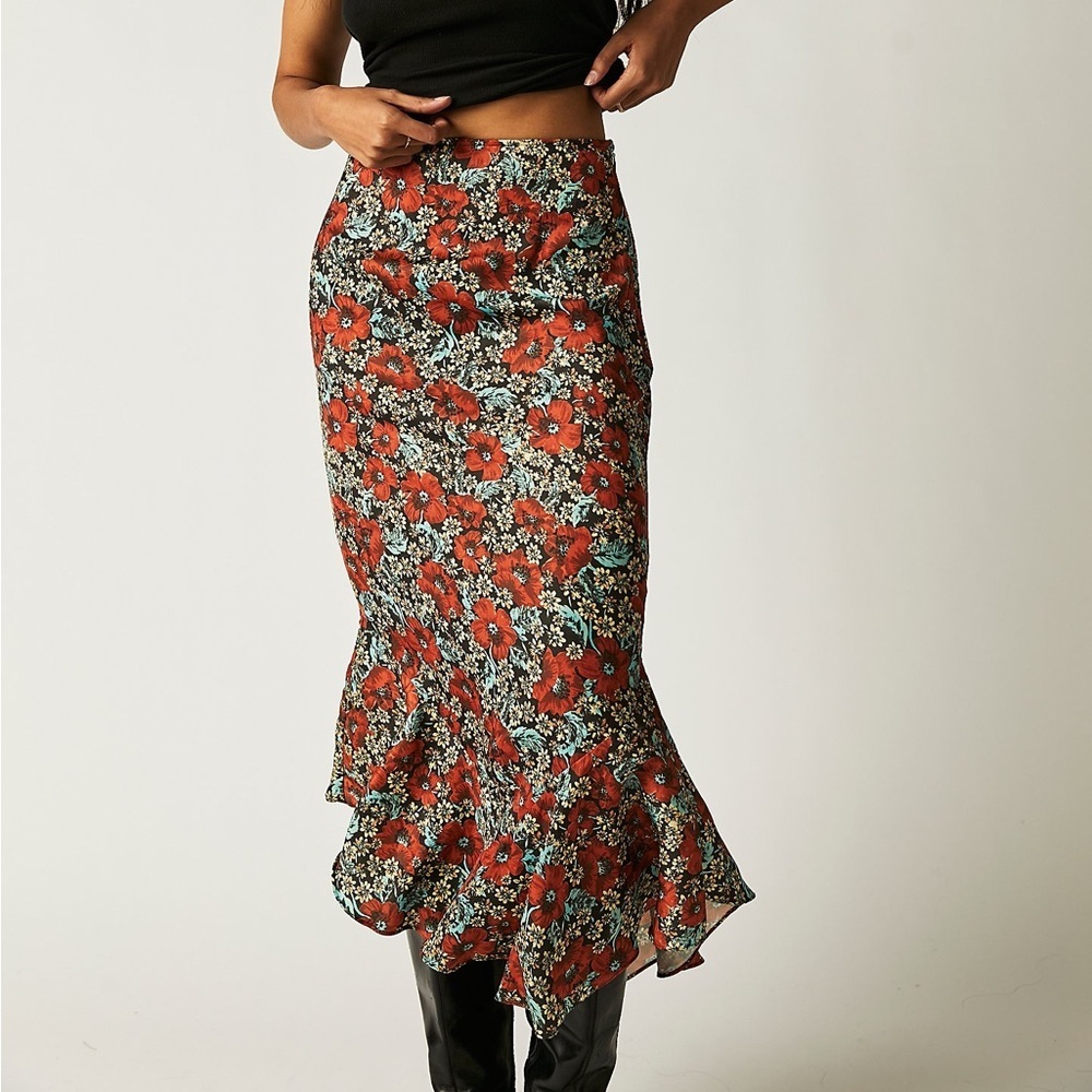 Free People Everything's Rosie Midi Skirt